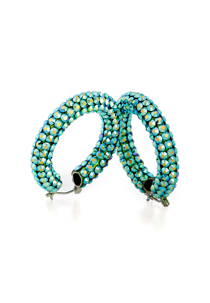 Shaina Rhinestone Hoop Earrings HE/XS PE Emerald AB-Emerald AB