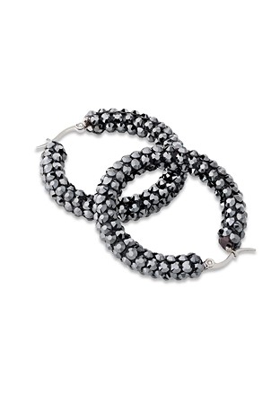 Euphoric Shine Hoop Earrings HE/M PE-Jet Hematite