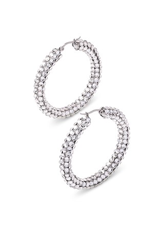 Euphoric Shine Hoop Earrings-L (2 x 2 inch)-Crystal