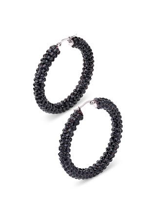 Euphoric Shine Hoop Earrings-L (2 x 2 inch)-Jet