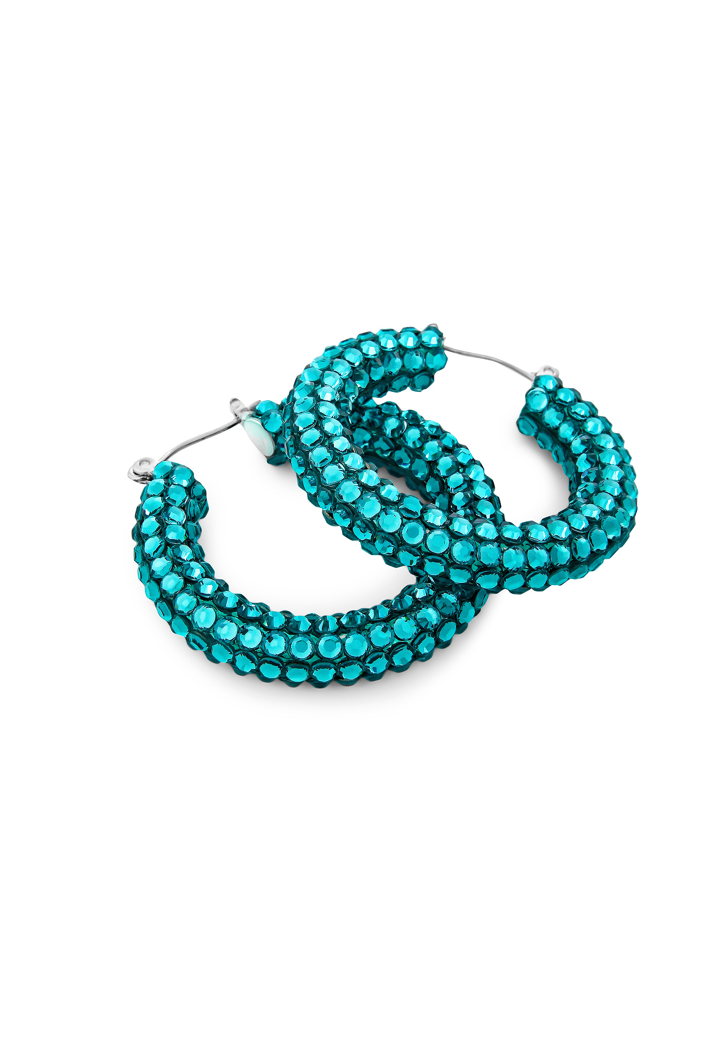 Euphoric Shine Hoop Earrings-M (1.7 x 1.7 inch)-Blue Zircon