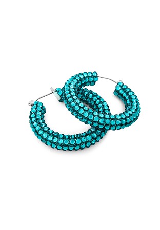 Euphoric Shine Hoop Earrings-M (1.7 x 1.7 inch)-Blue Zircon