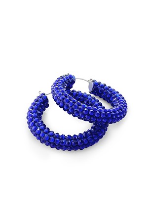 Euphoric Shine Hoop Earrings-M (1.7 x 1.7 inch)-Cobalt