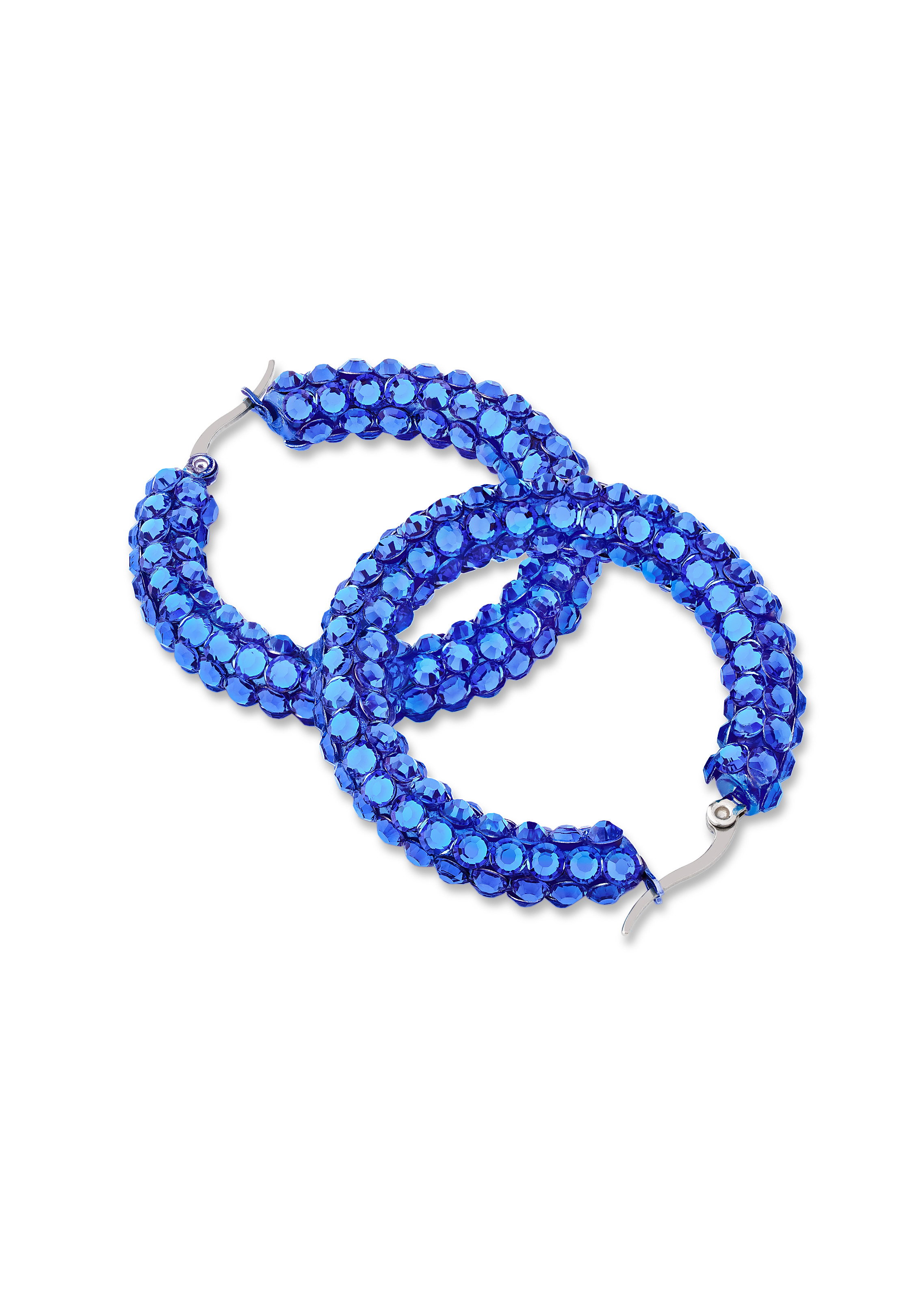 Euphoric Shine Hoop Earrings-M (1.7 x 1.7 inch)-Sapphire