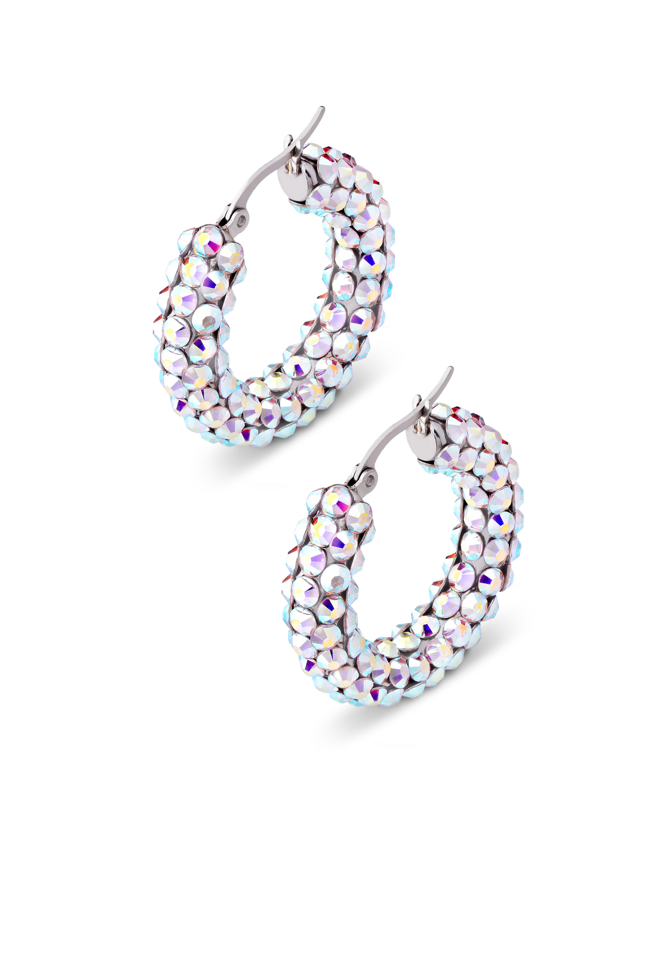 Euphoric Shine Hoop Earrings-S (1.25 x 1.25 inch)-Crystal AB