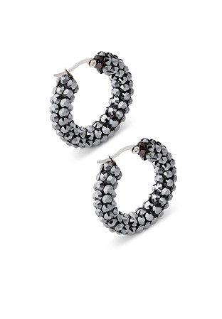 Euphoric Shine Hoop Earrings-S (1.25 x 1.25 inch)-Jet Hematite