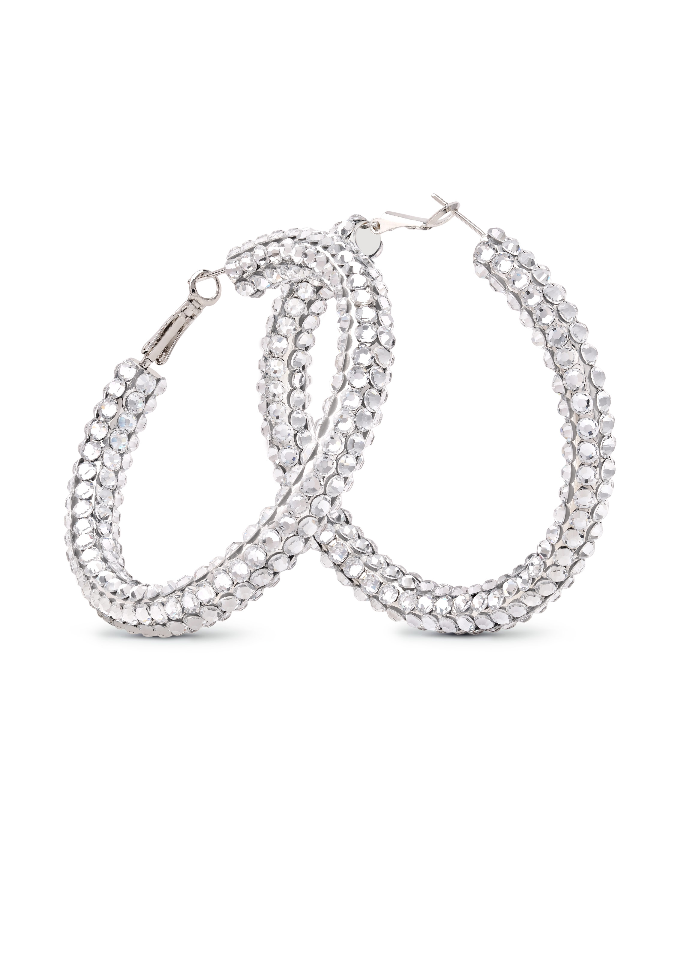Euphoric Shine Hoop Earrings-XL (2.5 X 2.5 inch)-Crystal