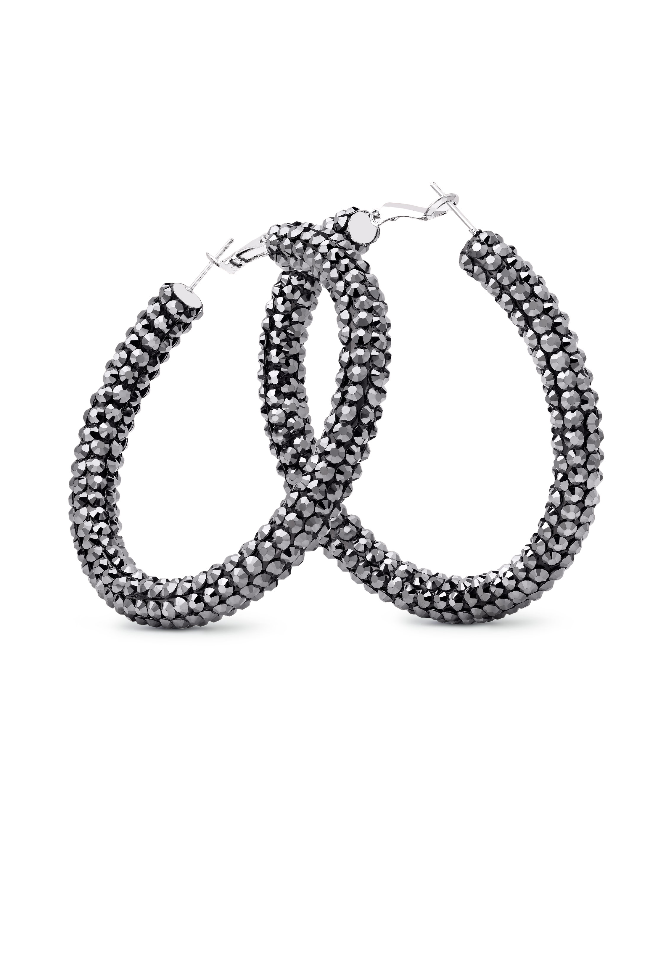 Euphoric Shine Hoop Earrings-XL (2.5 X 2.5 inch)-Jet Hematite