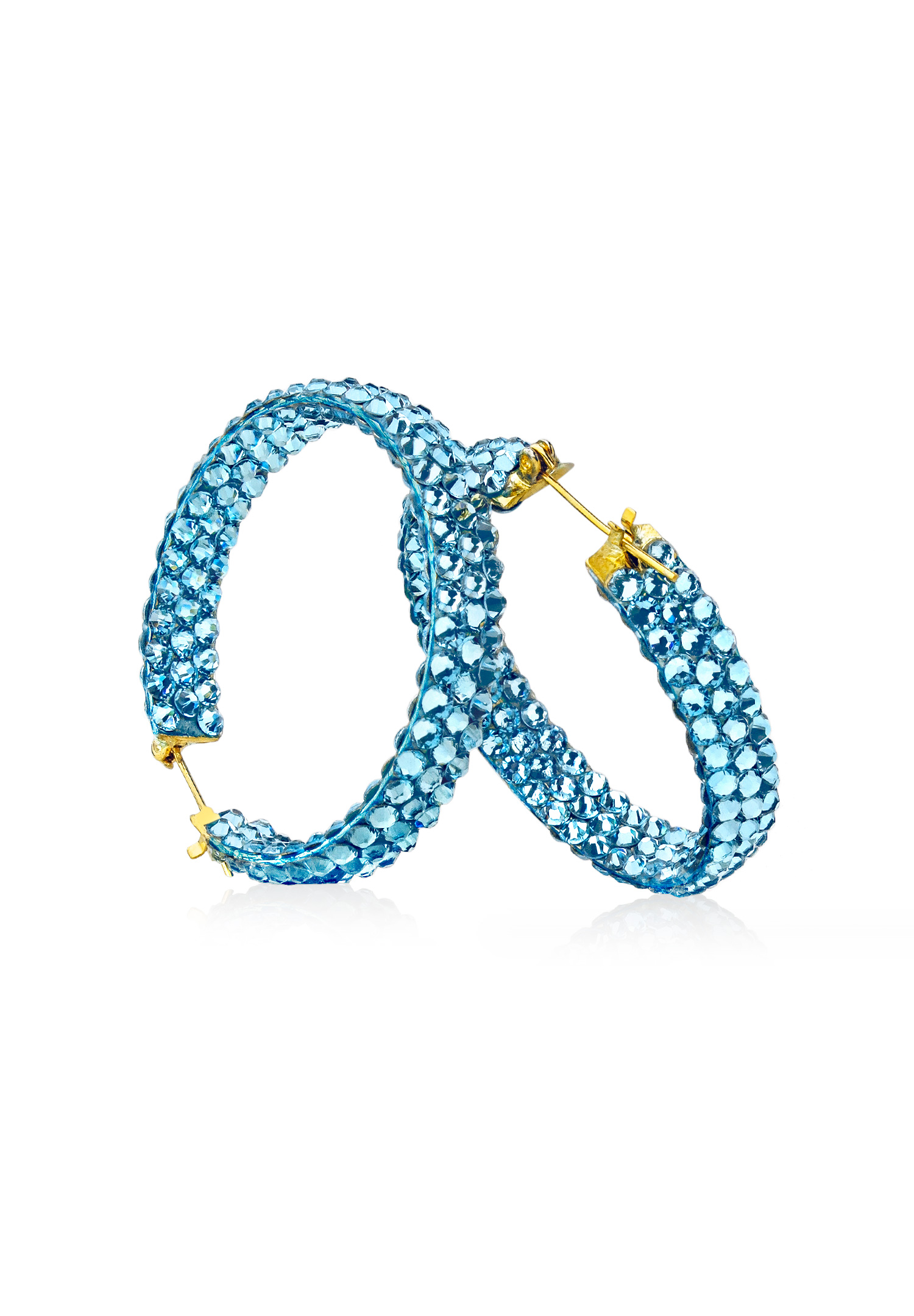 Hermosa Crystal Hoop Earrings JC3R Aquamarine-Aquamarine