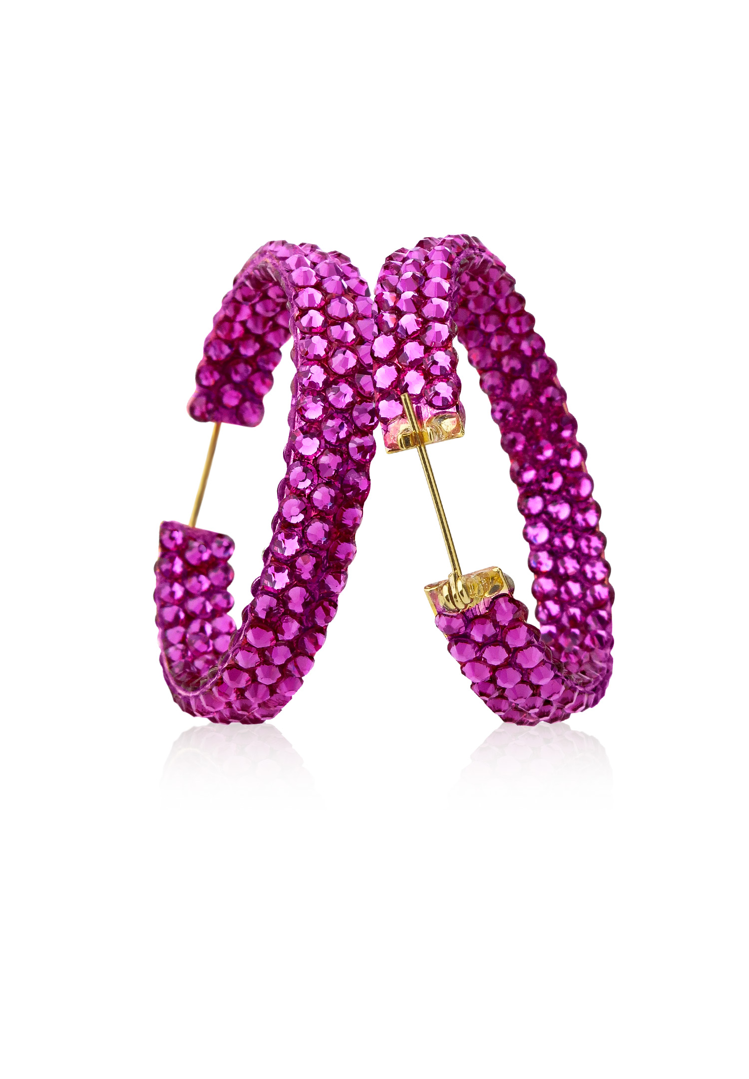 Hermosa Crystal Hoop Earrings JC3R Fuchsia-Fuchsia