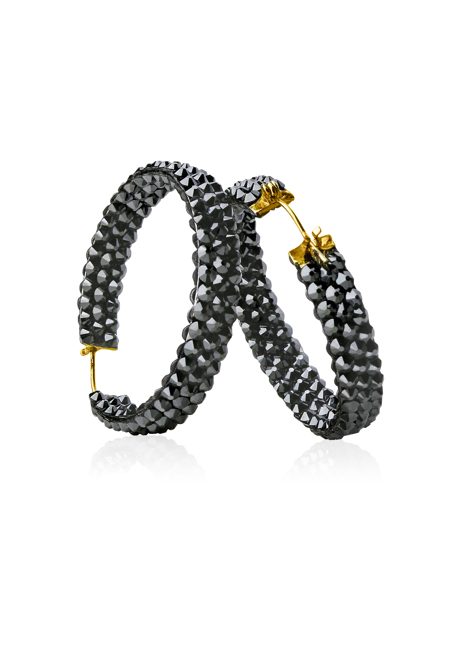 Hermosa Crystal Hoop Earrings JC3R Jet Hematite-Jet Hematite