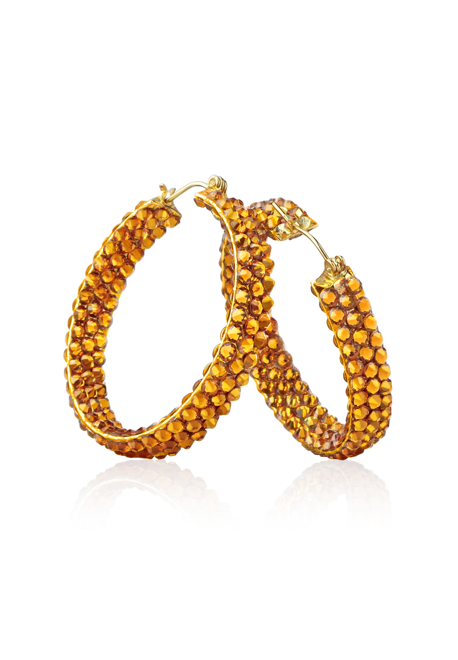 Hermosa Crystal Hoop Earrings JC3R Topaz-Topaz