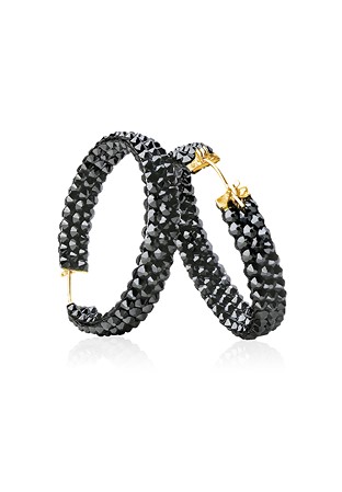 Hermosa Crystallized Hoop Earrings JC3R-Jet Hematite