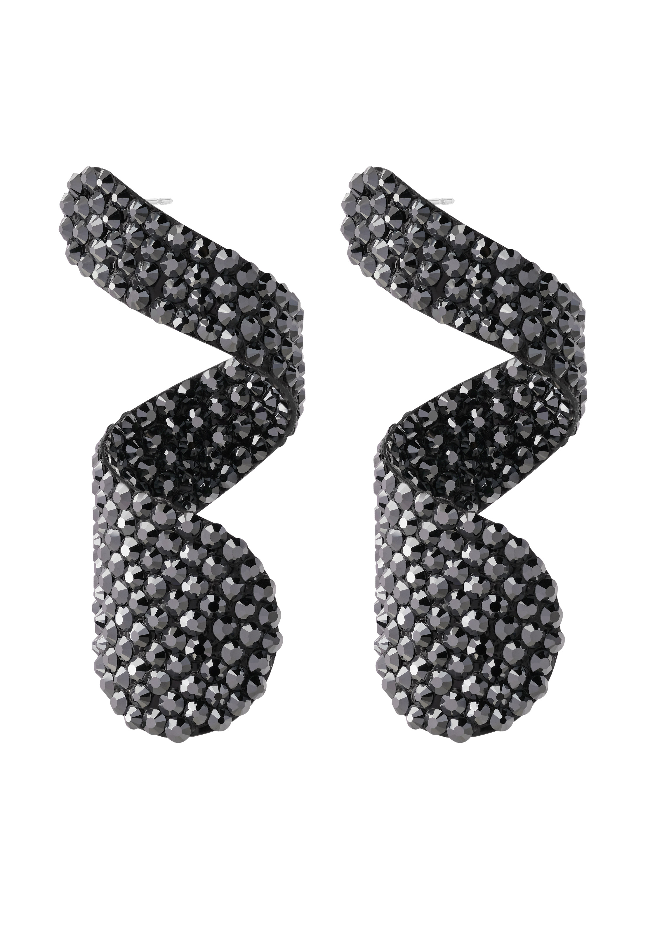 Jet Hematite Spiral Earrings-Jet Hematite