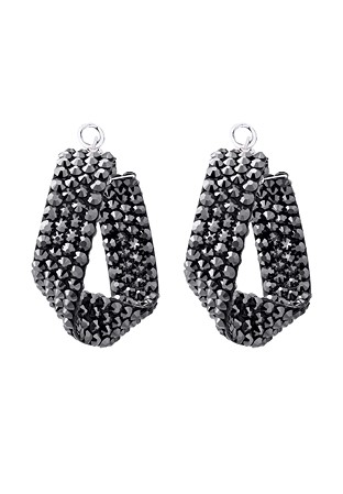 Jet Hematite Twist Hoop Earrings-Jet Hematite
