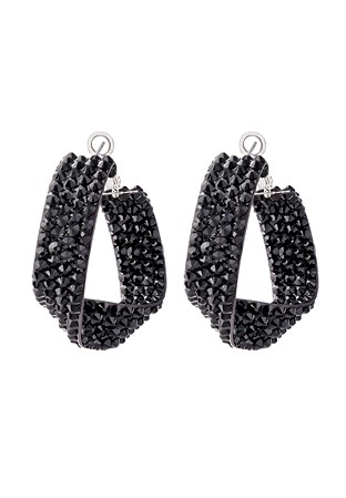 Jet Twist Hoop Earrings-Jet
