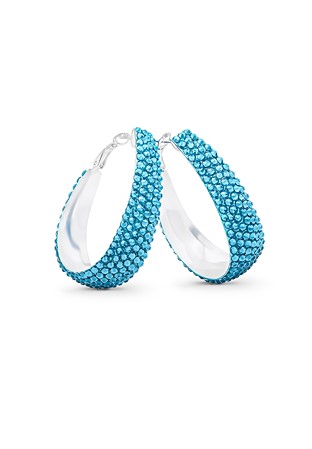 Oval Hoop Earring-Aquamarine