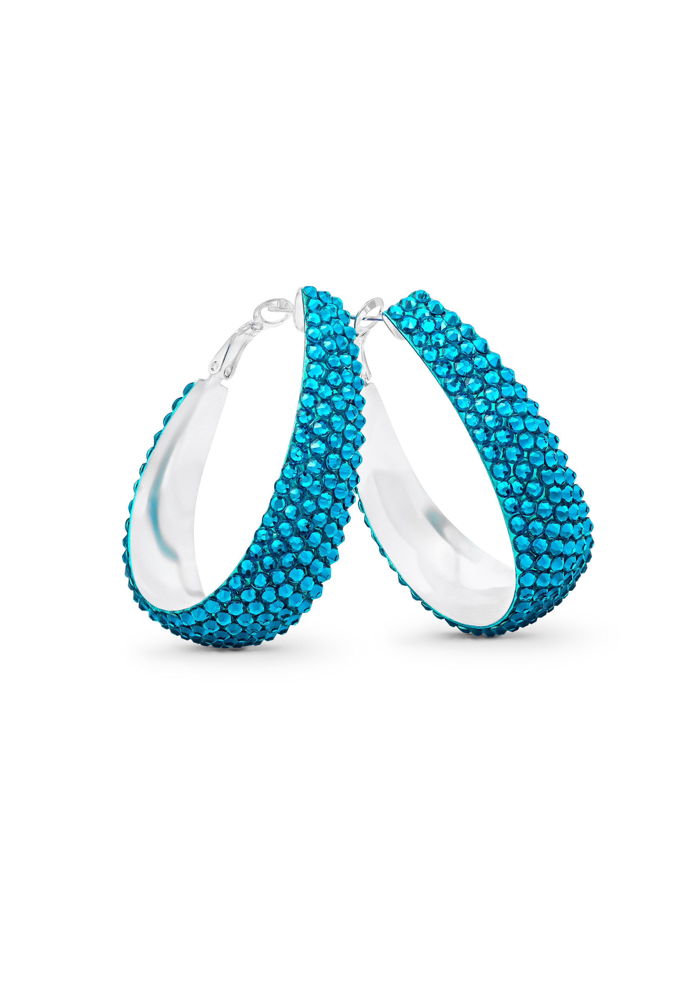 Oval Hoop Earring-Blue Zircon