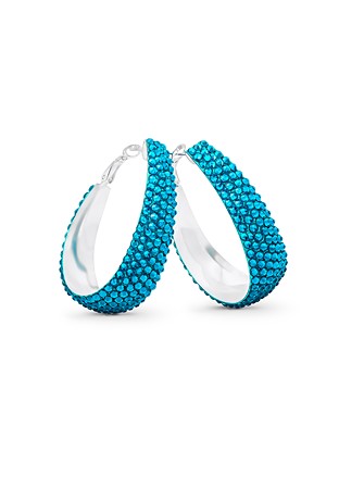 Oval Hoop Earring-Blue Zircon