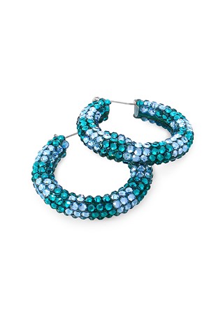 Raeka Mix Crystal Hoop Earrings HE PE BZLTSP-Blue Zircon