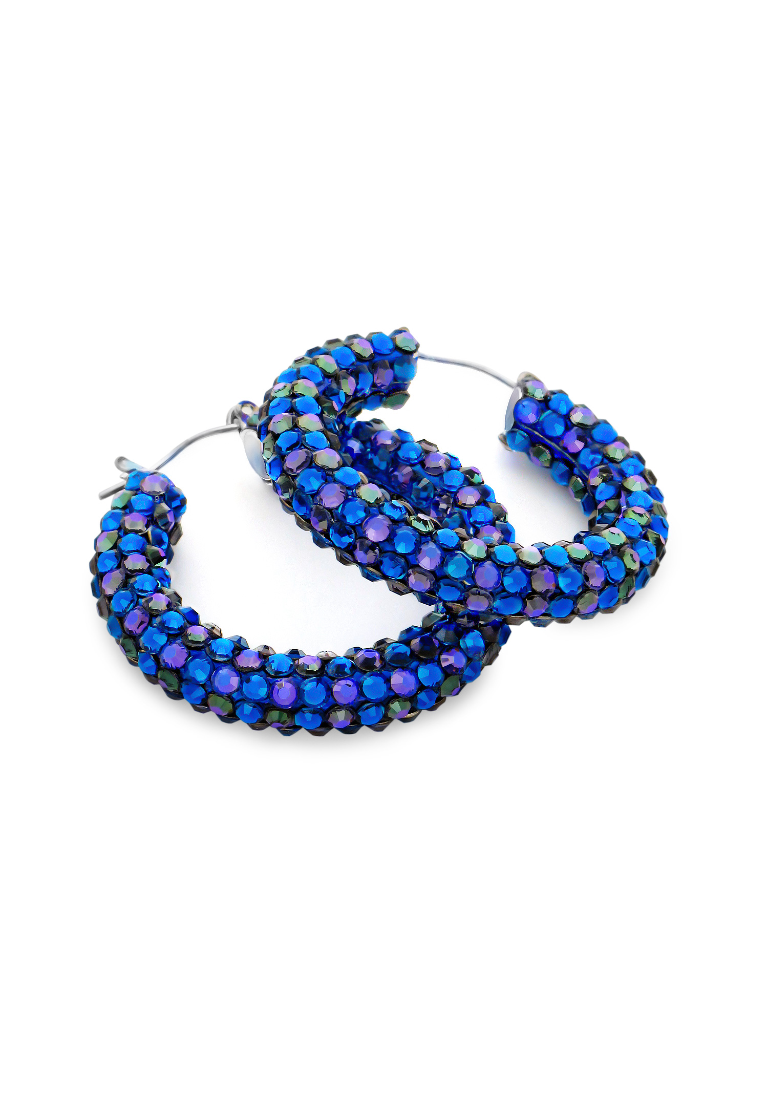 Raeka Mix Crystal Hoop Earrings HE PE CBHEL-Capri Blue / Heliotrope