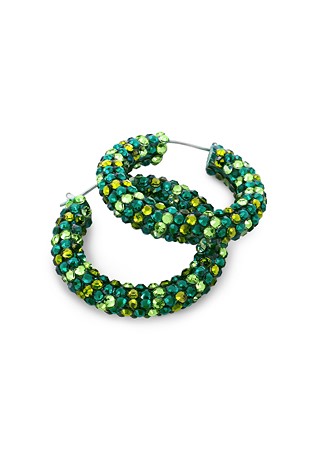 Raeka Mix Crystal Hoop Earrings HE PE EMPDOLV-Emerald / Peridot / Olivine