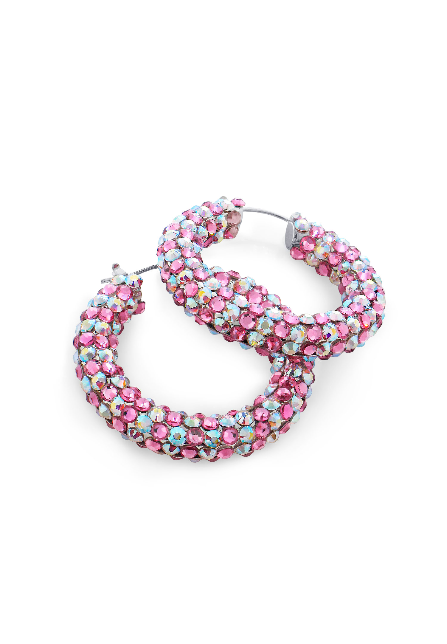 Raeka Mix Crystal Hoop Earrings HE PE LTRSCAB-Light Rose / Crystal AB