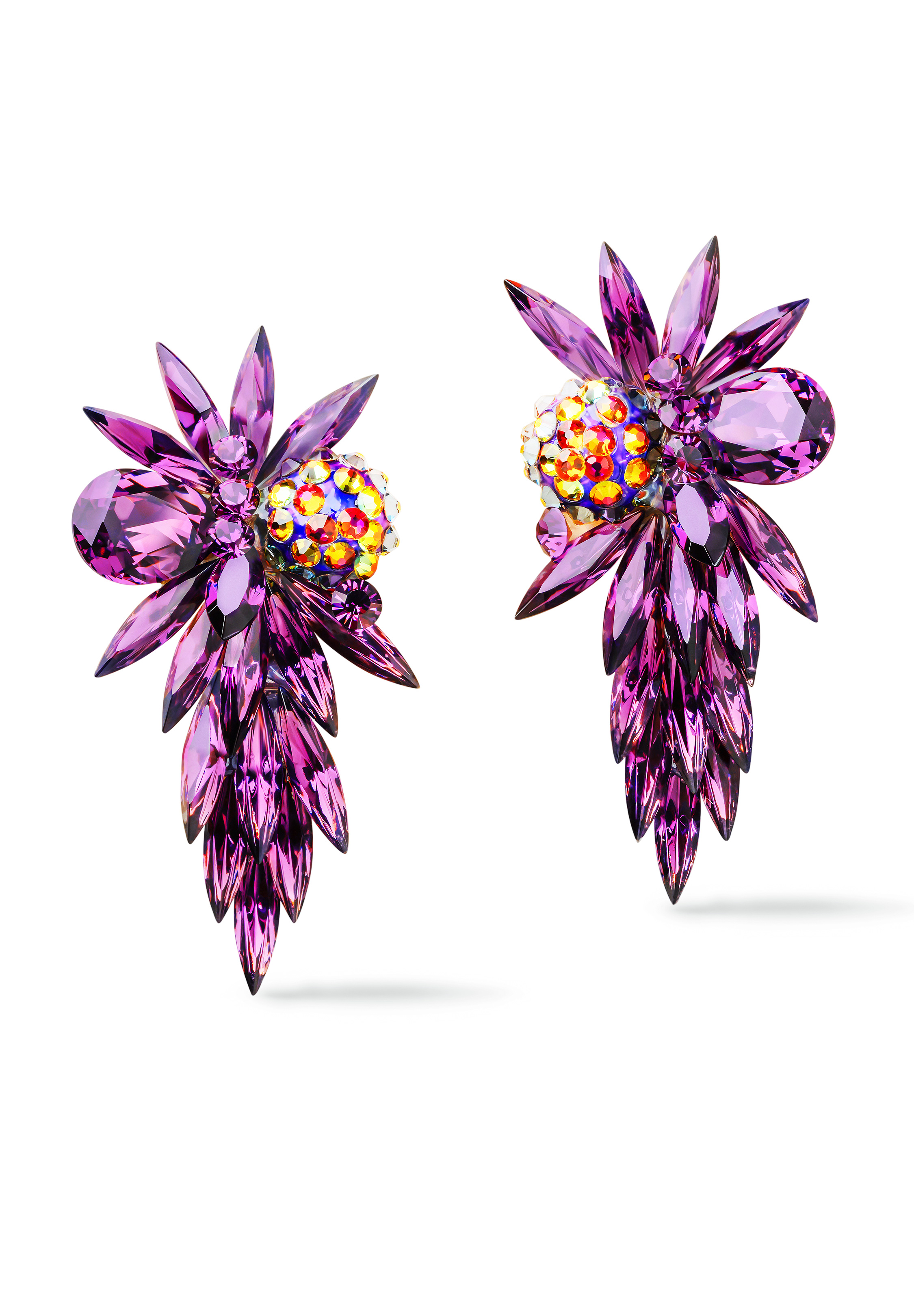 Rhinestone Earring 2074 VCAM-Volcano/Amethyst