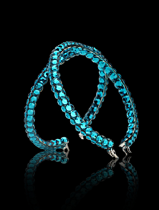 Calista Rhinestone Hoop Earrings Blue Zircon-Blue Zircon