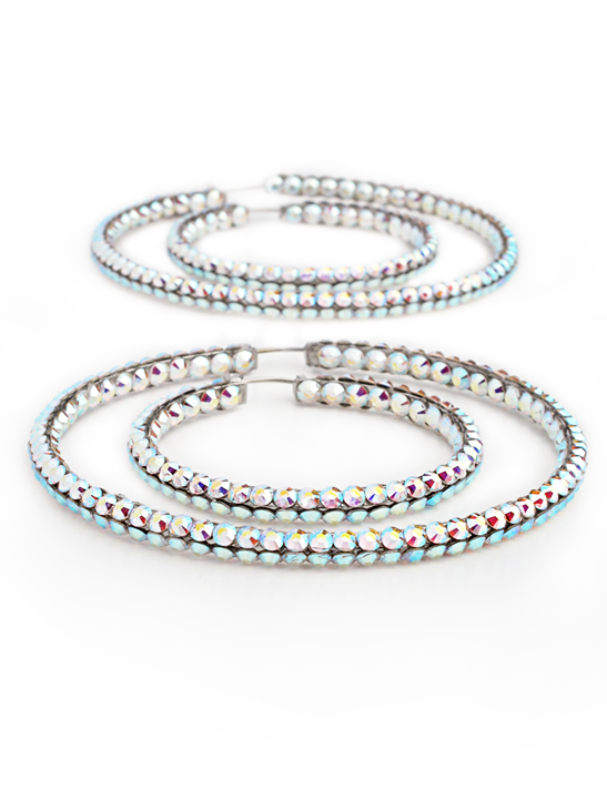 Calista Rhinestone Hoop Earrings Crystal AB | Rhinestone Jewelry