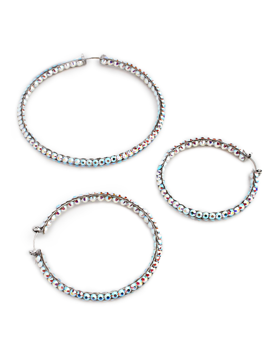 Calista Rhinestone Hoop Earrings Crystal AB | Rhinestone Jewelry
