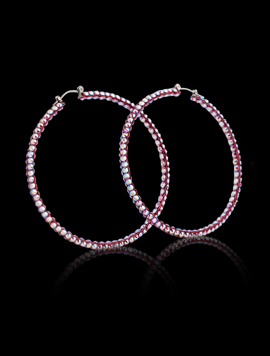 Calista Rhinestone Hoop Earrings Rose AB-Rose AB