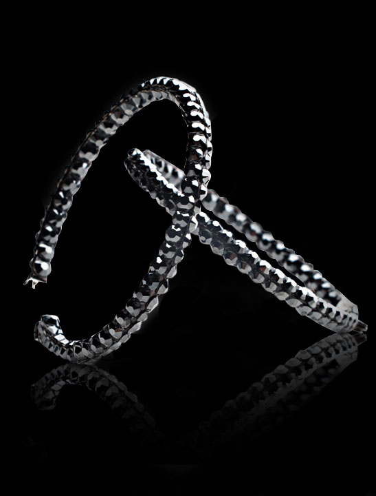 Calista Rhinestone Hoop Earrings Jet Hematite-Jet Hematite