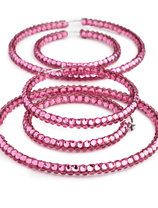 Calista Rhinestone Hoop Earrings Rose | Rhinestone Jewelry