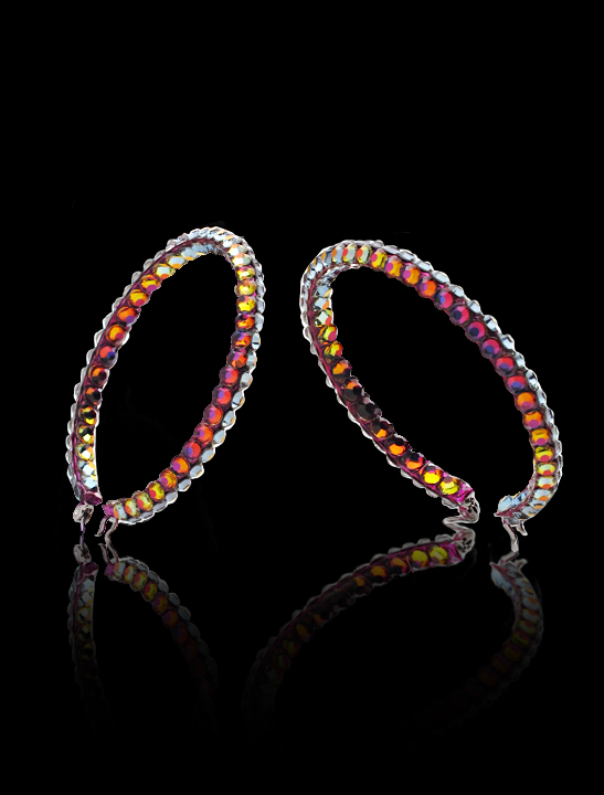 Calista Rhinestone Hoop Earrings Volcano-Volcano