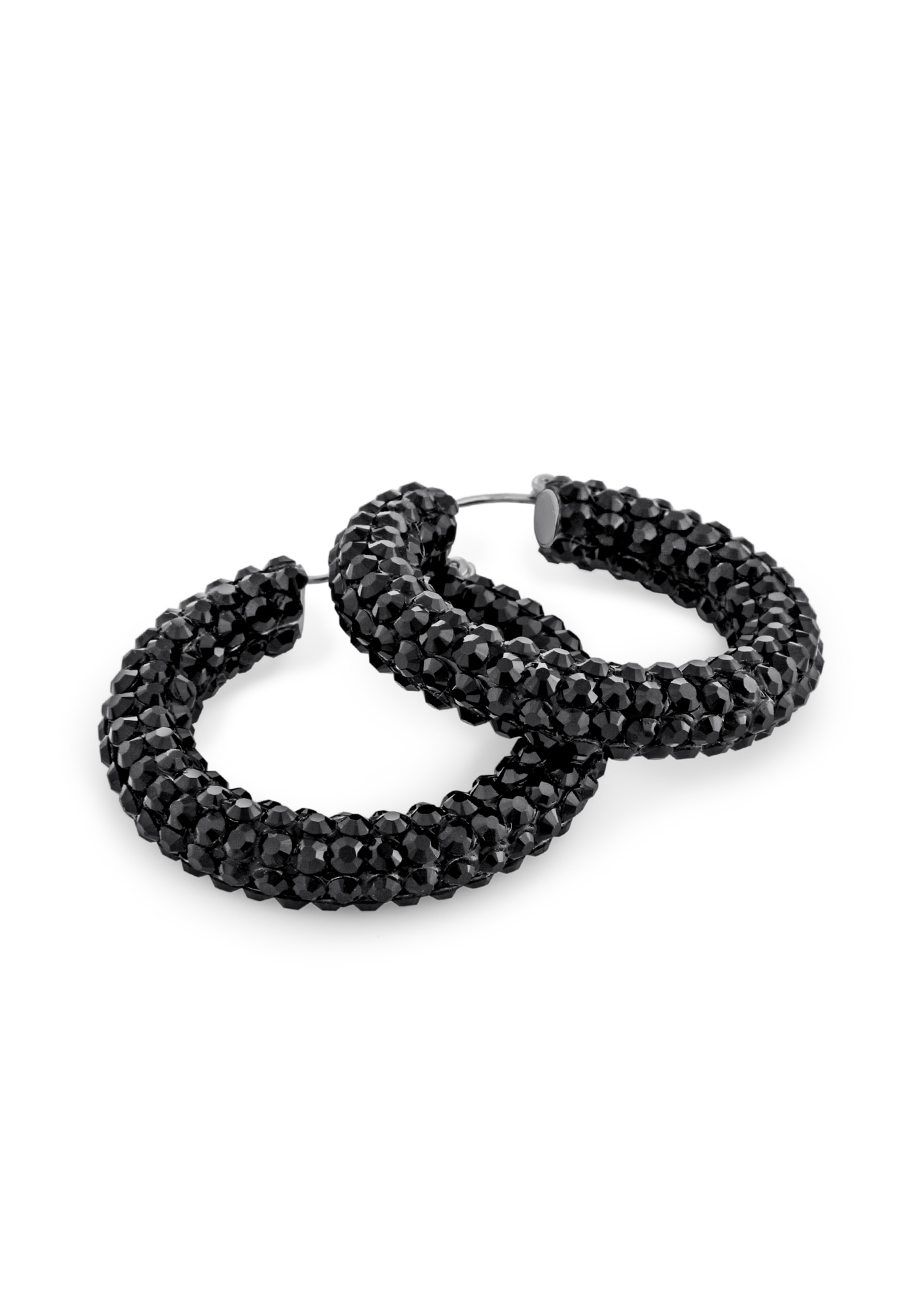 Shaina Crystallized Hoop Earrings-Jet
