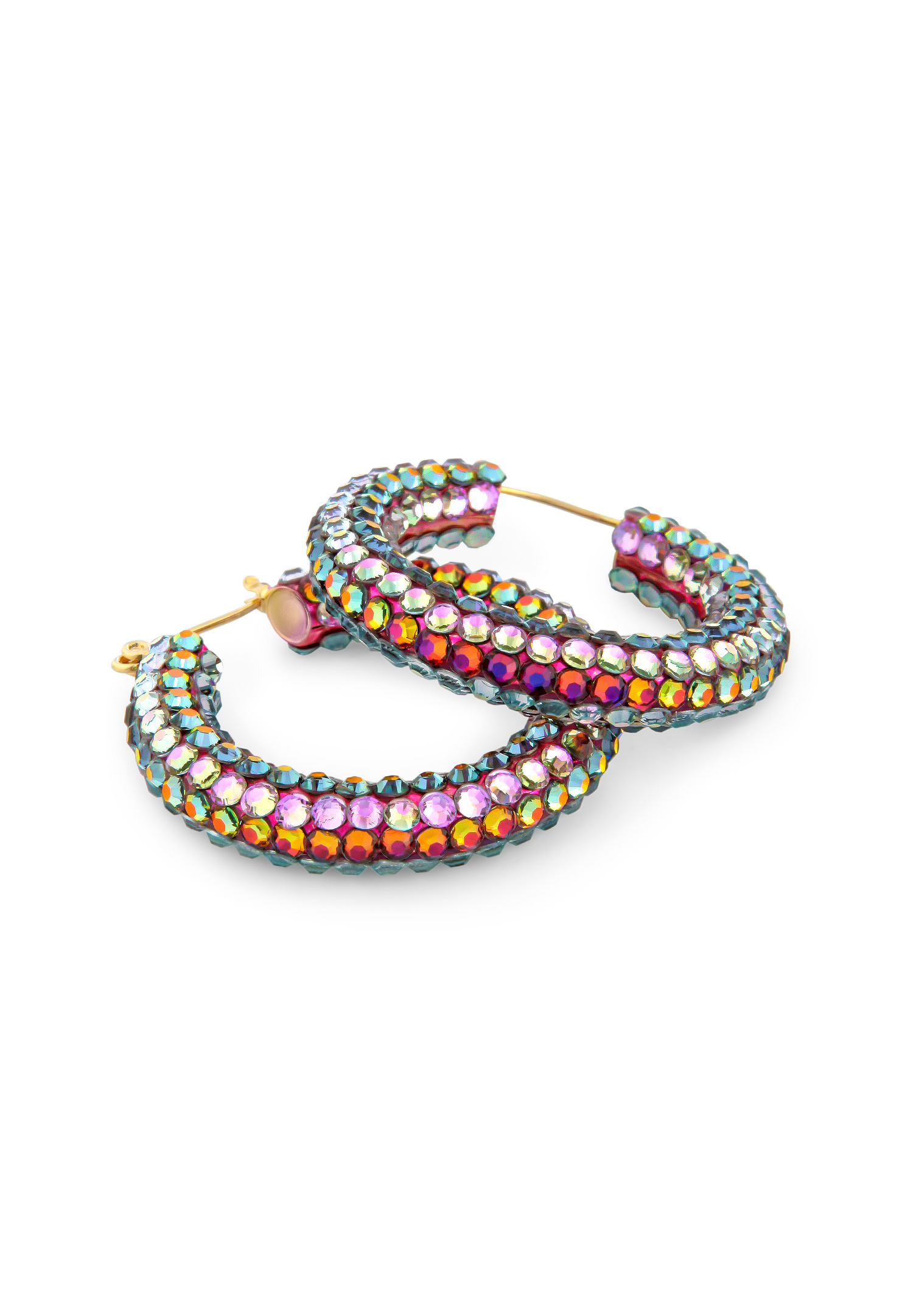 Shaina Crystallized Hoop Earrings-Volcano