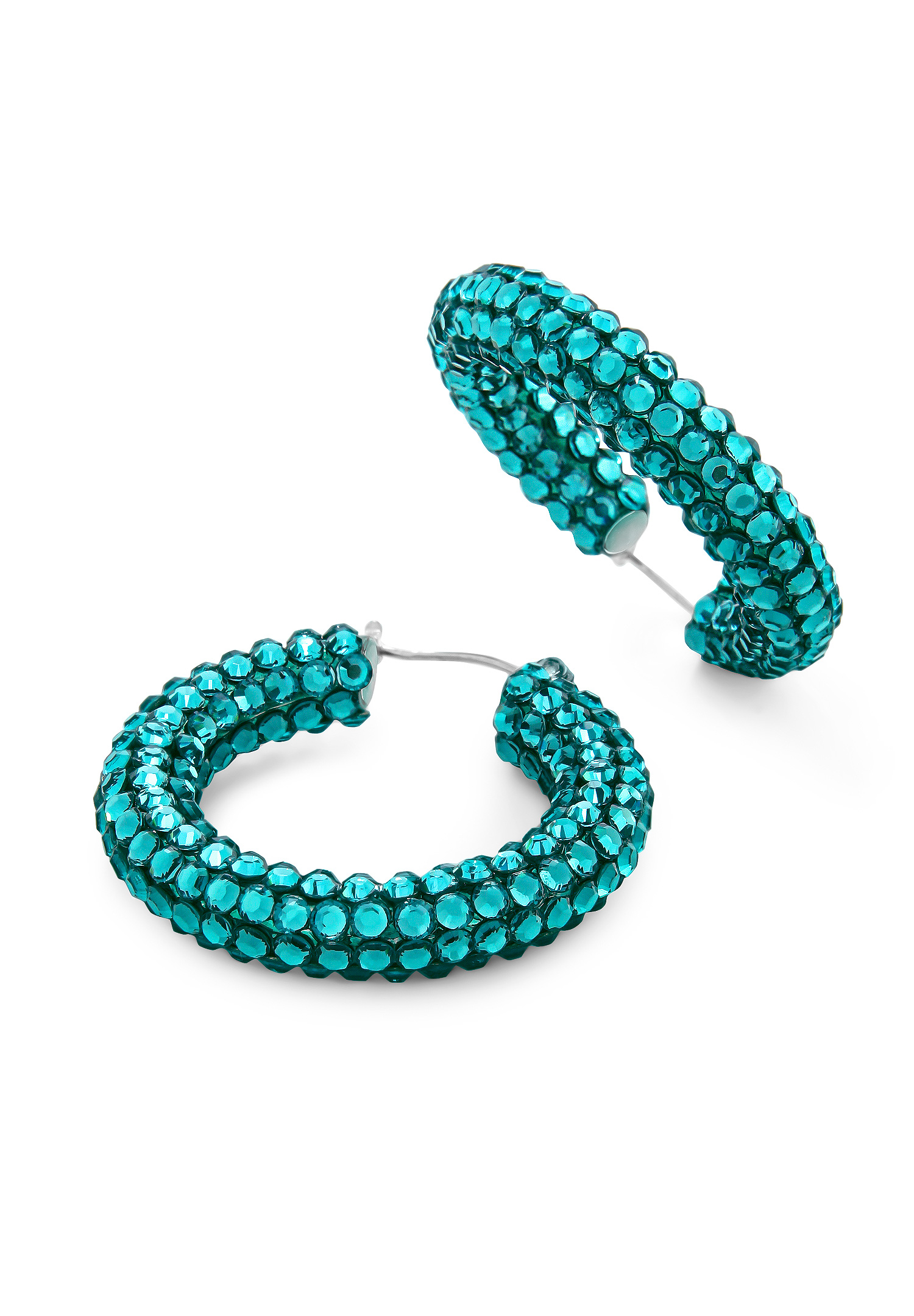 Shaina Rhinestone Hoop Earrings HE/XS PE Blue Zircon | Rhinestone Jewelry