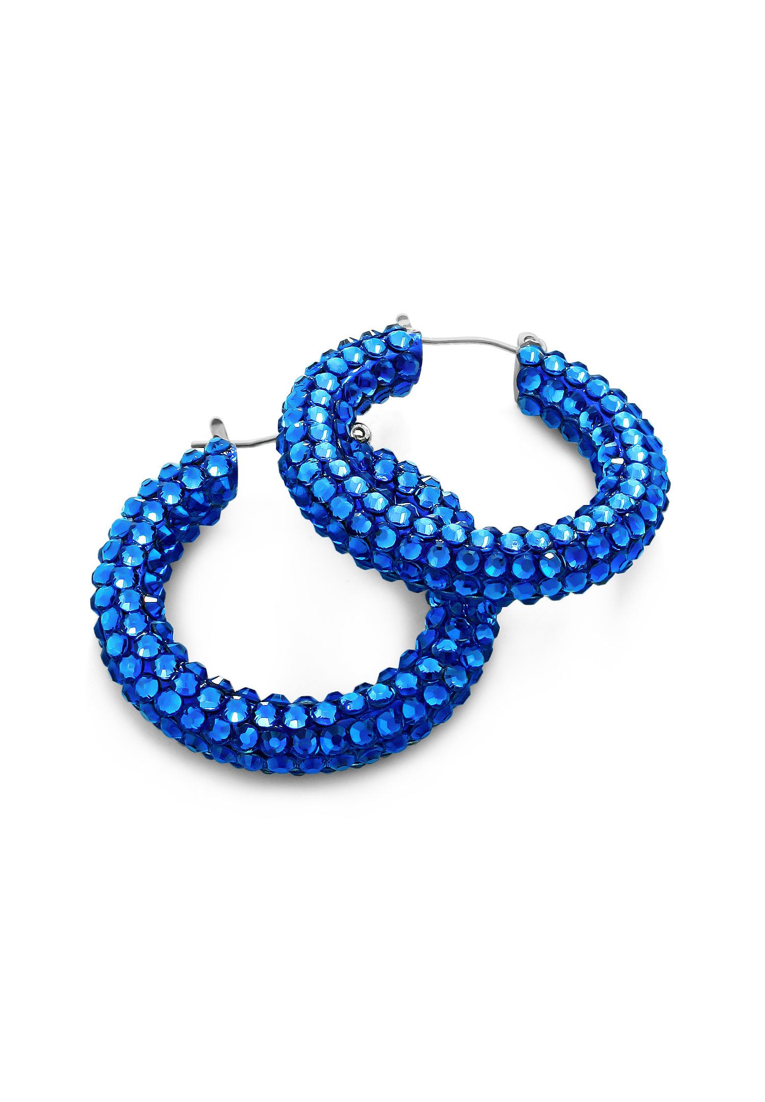 Shaina Rhinestone Hoop Earrings HE/XS PE Capri Blue-Capri Blue