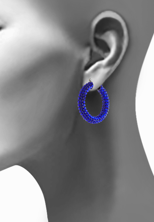 Shaina Rhinestone Hoop Earrings HE/XS PE Cobalt Blue Rhinestone