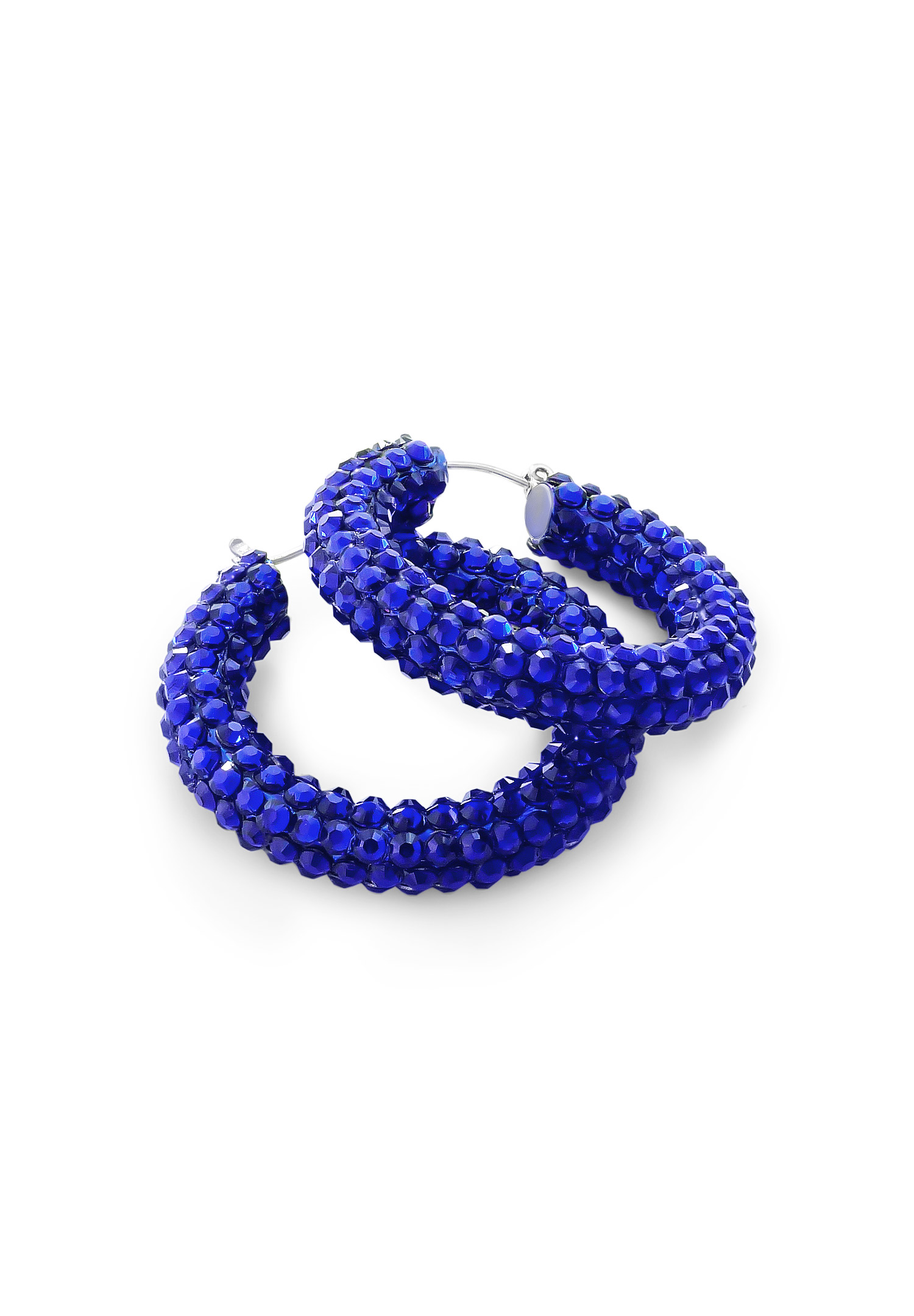 Shaina Rhinestone Hoop Earrings HE/XS PE Cobalt Blue-Cobalt Blue
