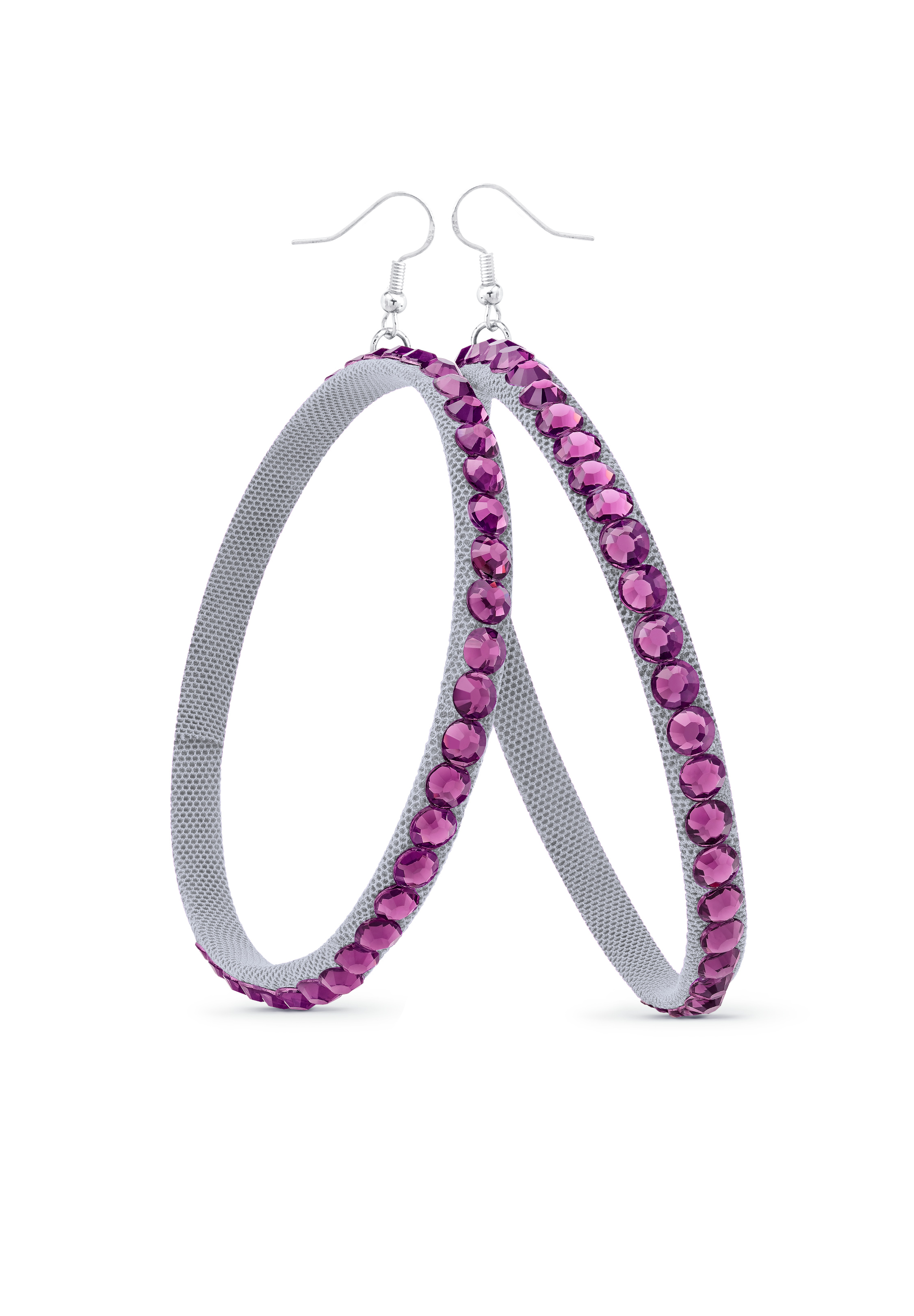 TEST - Soft Hoop Earring-Amethyst-Silver