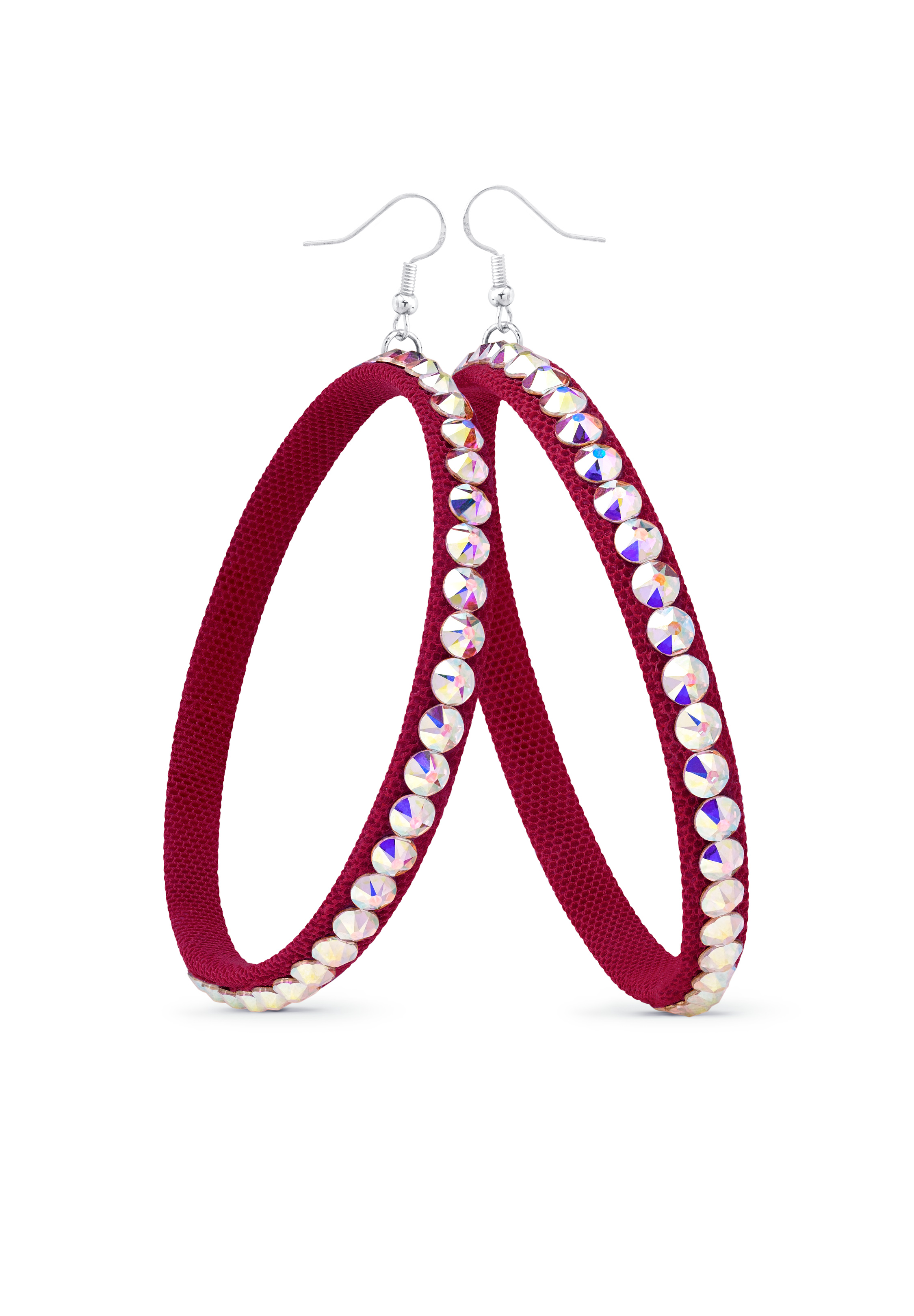 TEST - Soft Hoop Earring-Crystal AB-Burgundy
