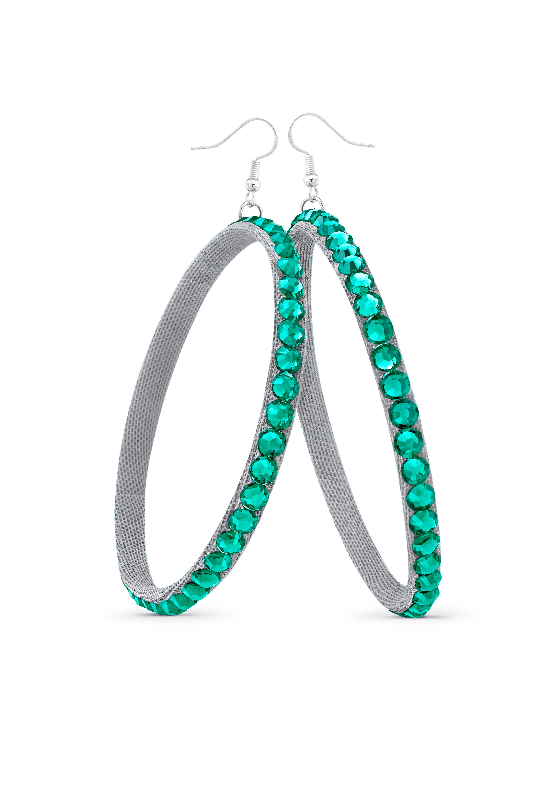 TEST - Soft Hoop Earring-Emerald-Silver