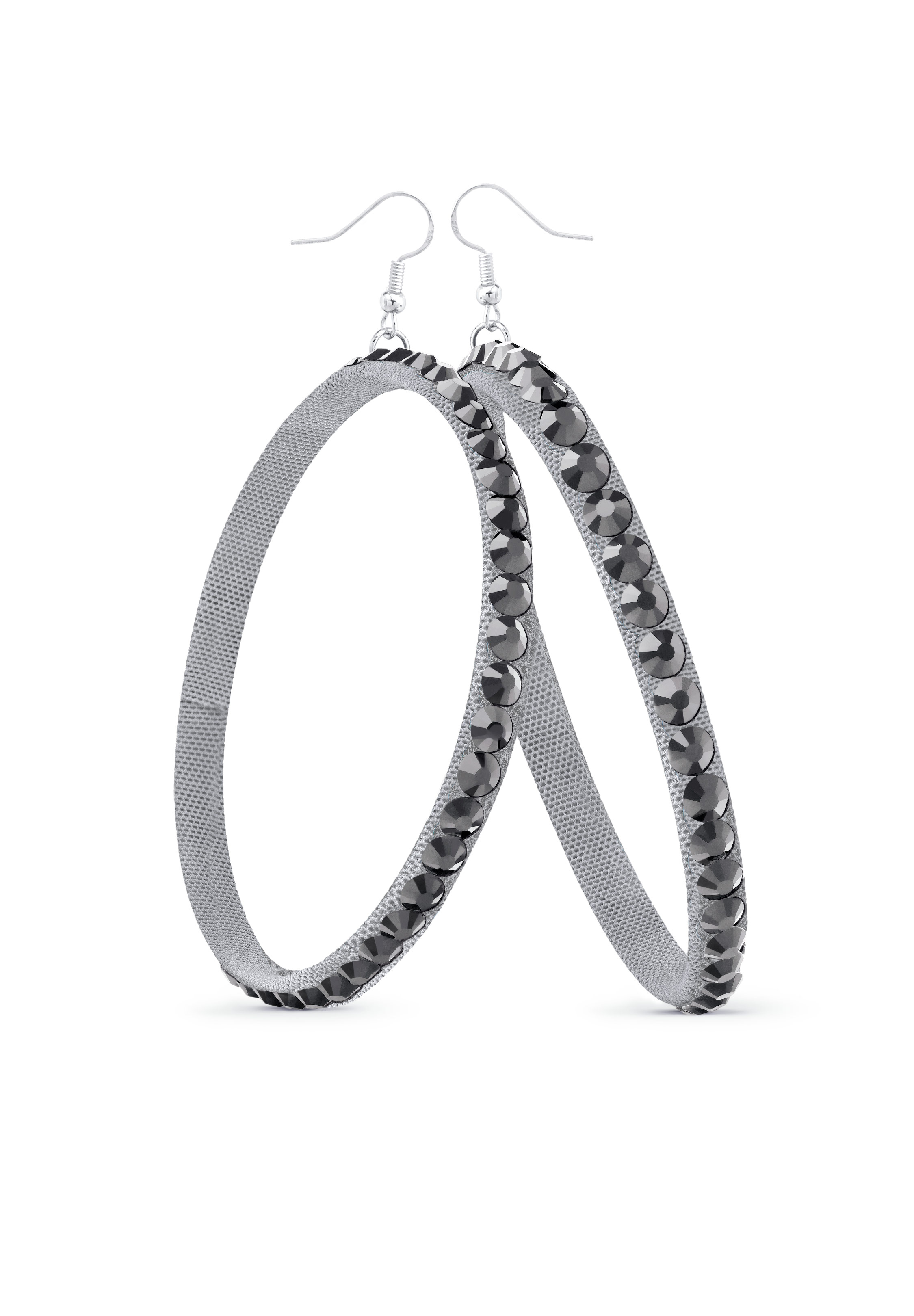 TEST - Soft Hoop Earring-Jet Hematite-Silver
