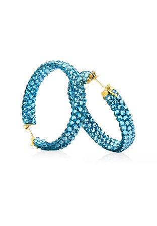Triple Sparkle Earrings-M (1.5 x 1.5 inch)-Aquamarine