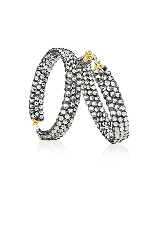 Triple Sparkle Earrings-M (1.5 x 1.5 inch)-Black Diamond