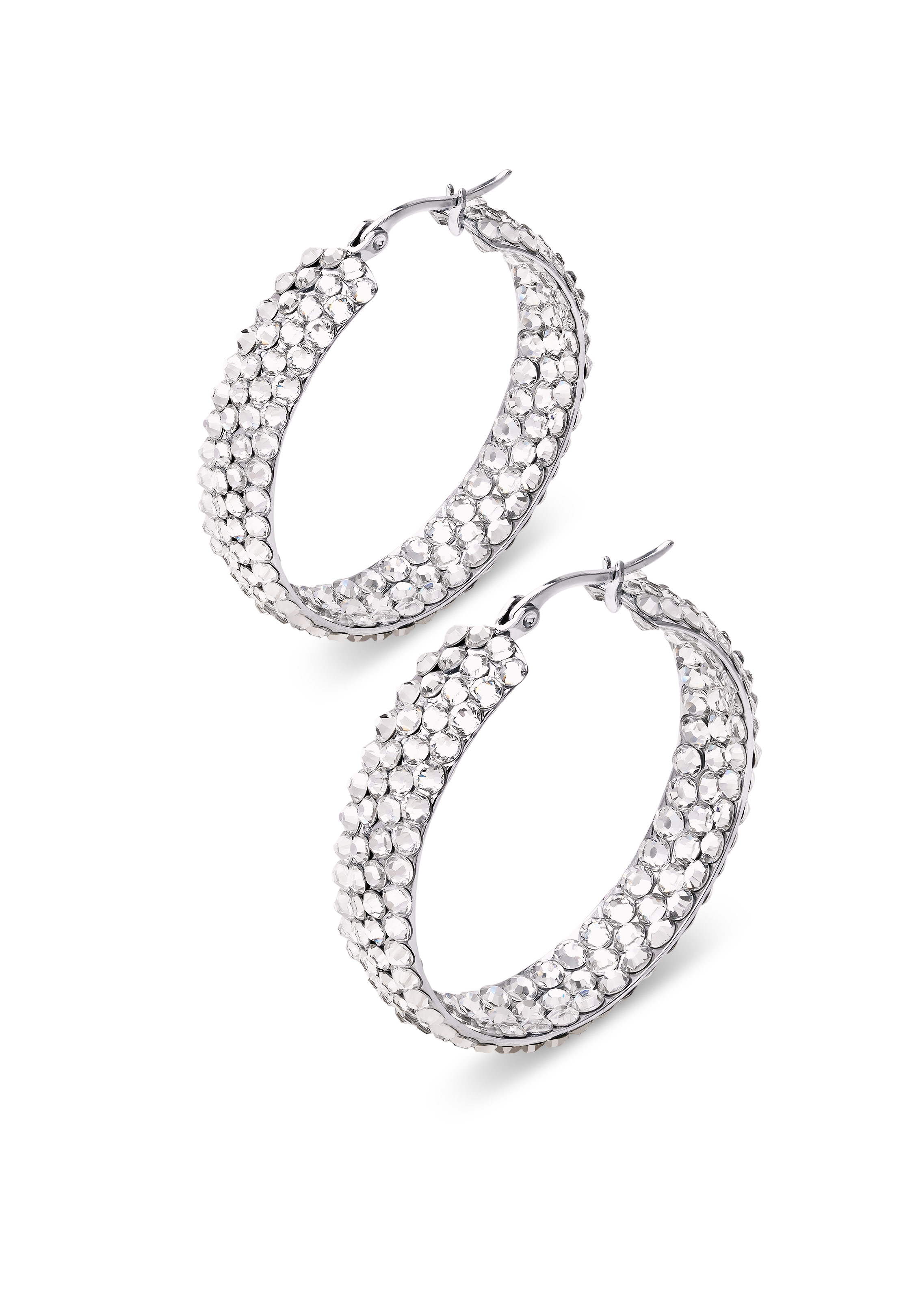 Triple Sparkle Earrings-M (1.5 x 1.5 inch)-Crystal