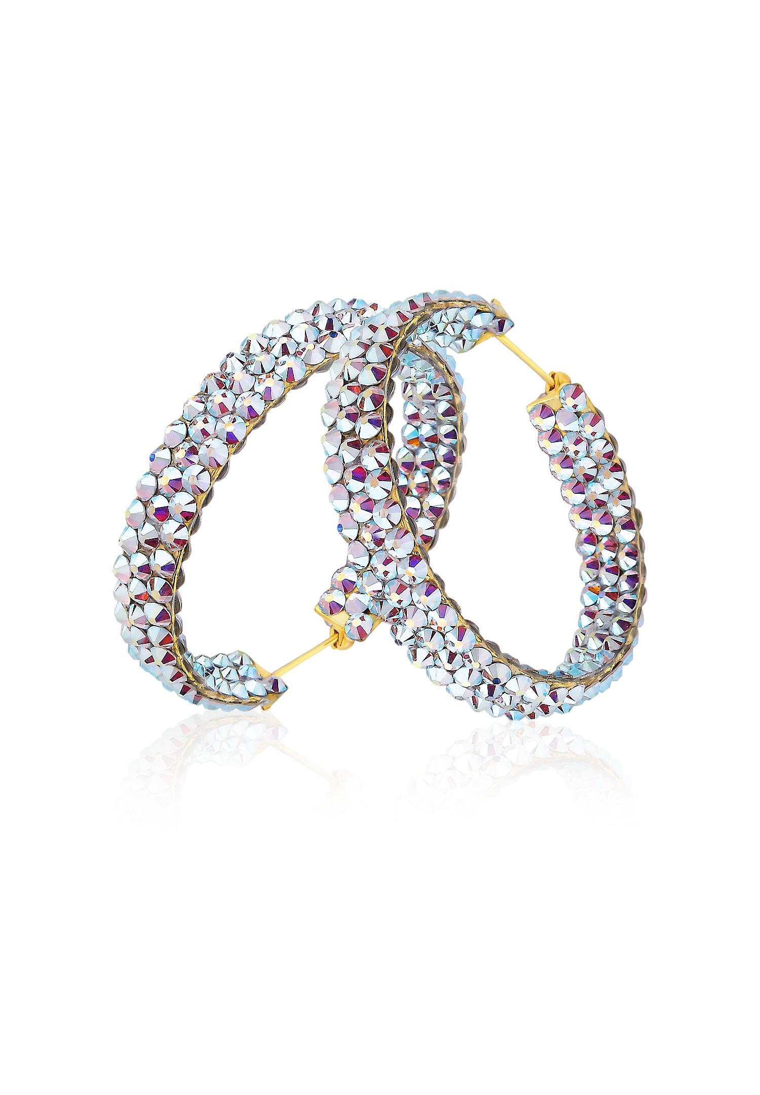 Triple Sparkle Earrings-M (1.5 x 1.5 inch)-Crystal AB