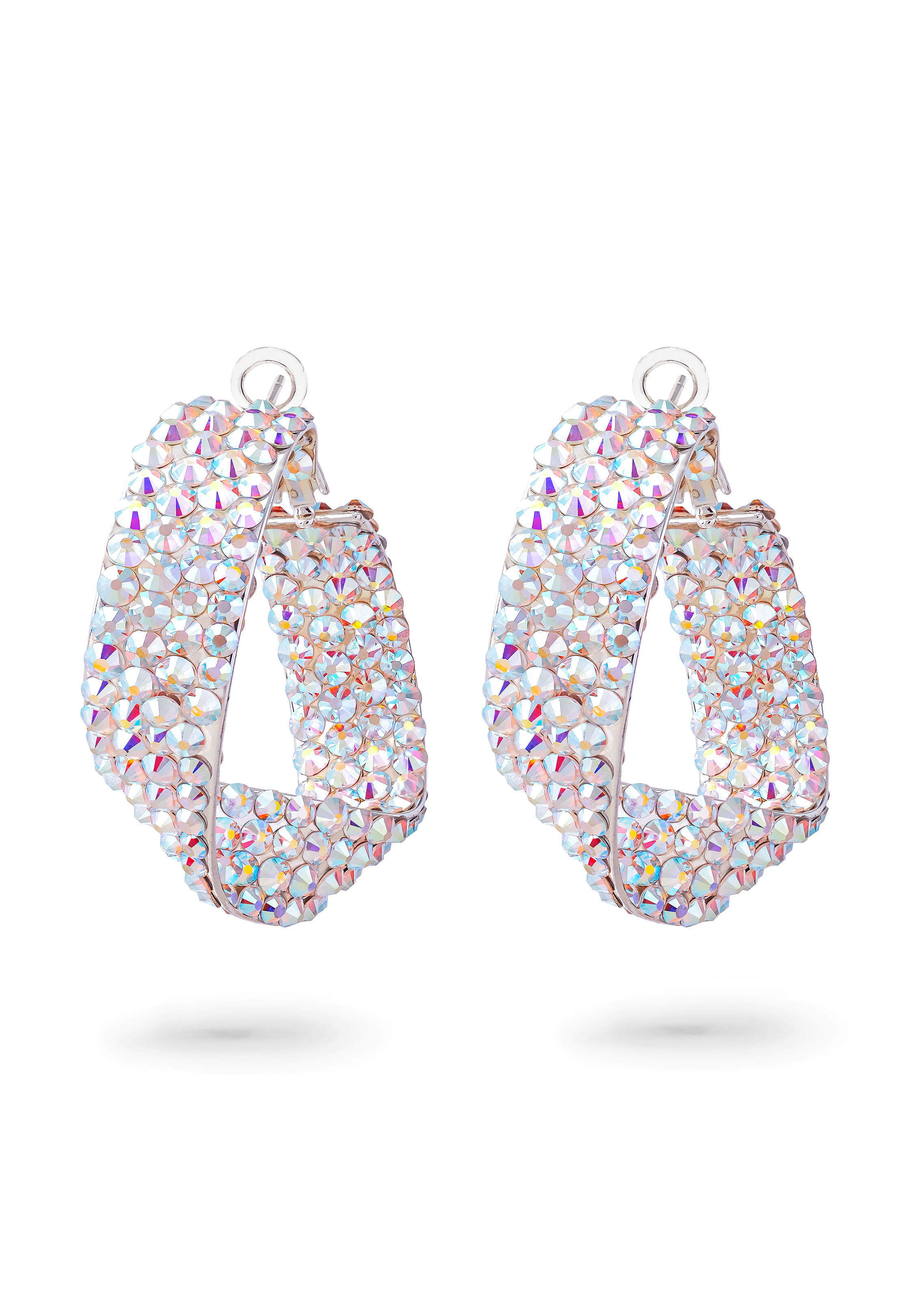Twist Hoop Earrings-Crystal AB
